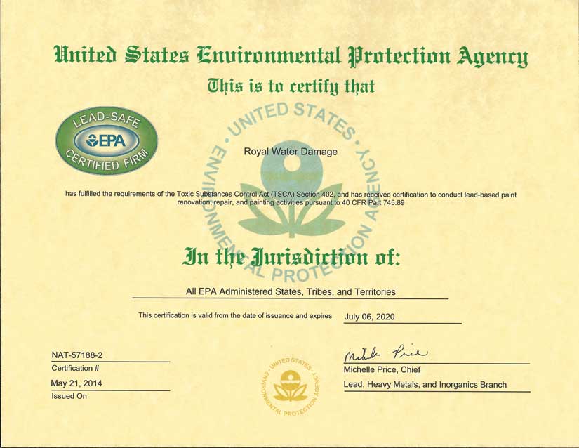 EPA certificate